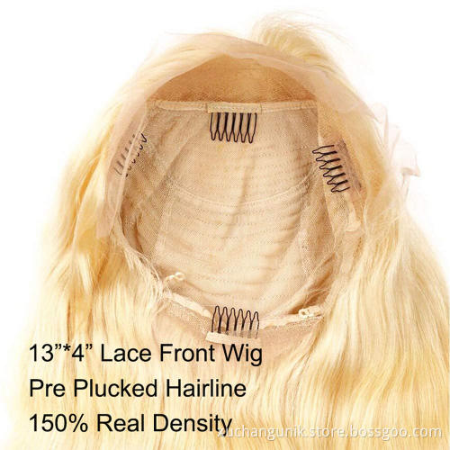 613 Blond Lace Front Human Hair Wigs For Black Women Brazilian Virgin Cuticle Aligned Hair Wig Unprocessed Transparent Lace Wig